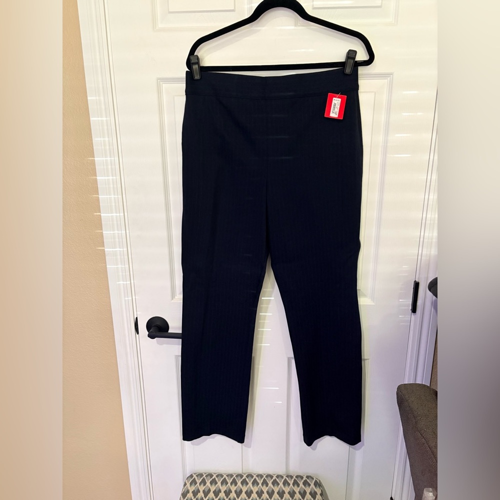 NWT SPANX Slim Straight Ponte Pant / The Perfect Pant Navy Pinstripe XL